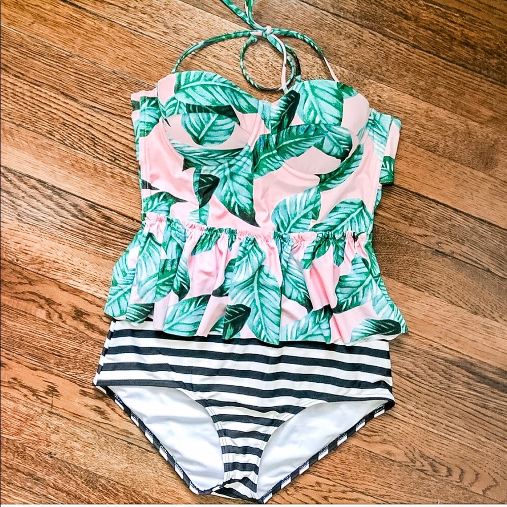 Peplum swim top